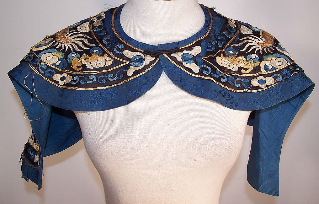 Chinese Dragon Gold Embroidered Piling Court Collar  Front view.