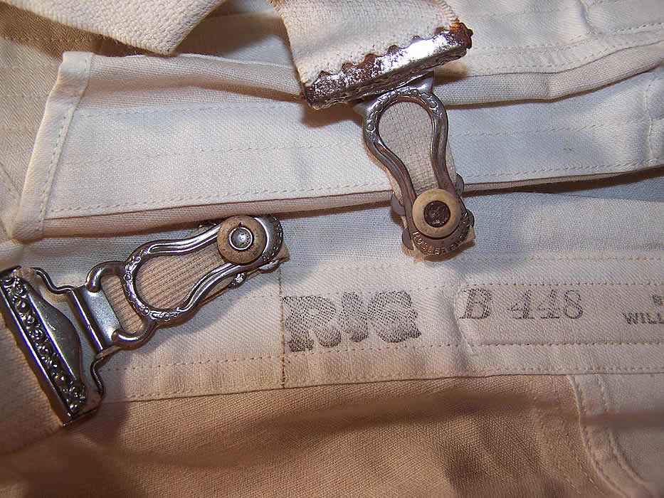 Edwardian R&G B448 White Coutil Longline Corset Garters Close up.