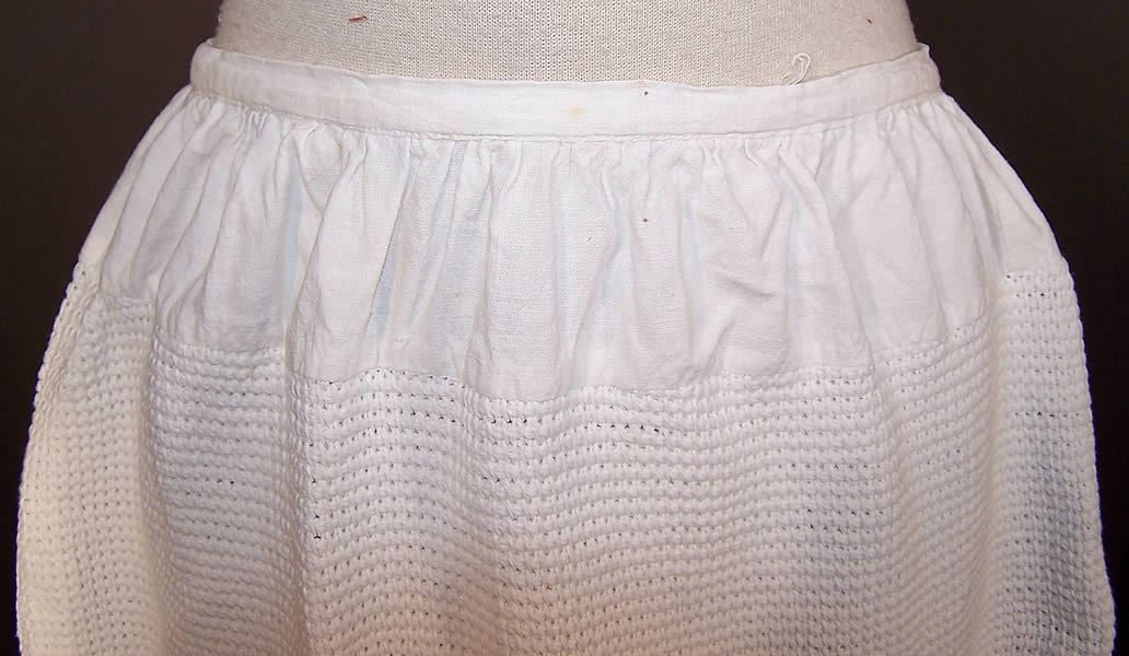 Victorian Hand Knit Crochet White Wool Winter Petticoat Skirt  Back View.