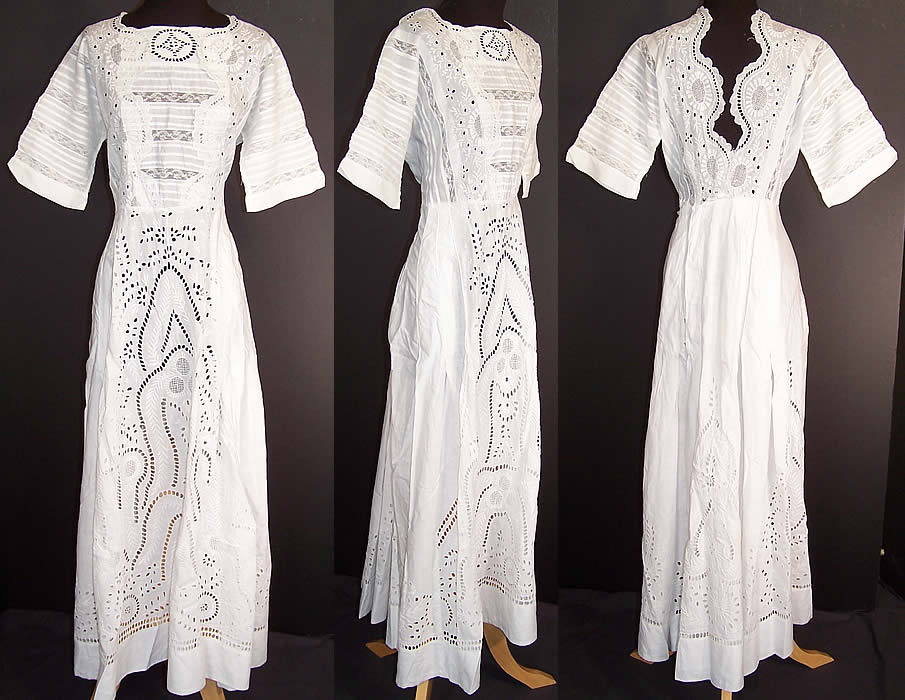 Edwardian White Broderie Anglaise Eyelet Lace Lawn Graduation Dress