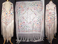 Antique Chinese Figural Embroidered Piano Shawl
