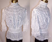 Batiste Eyelet Lace Peplum Waist Skirt Blouse