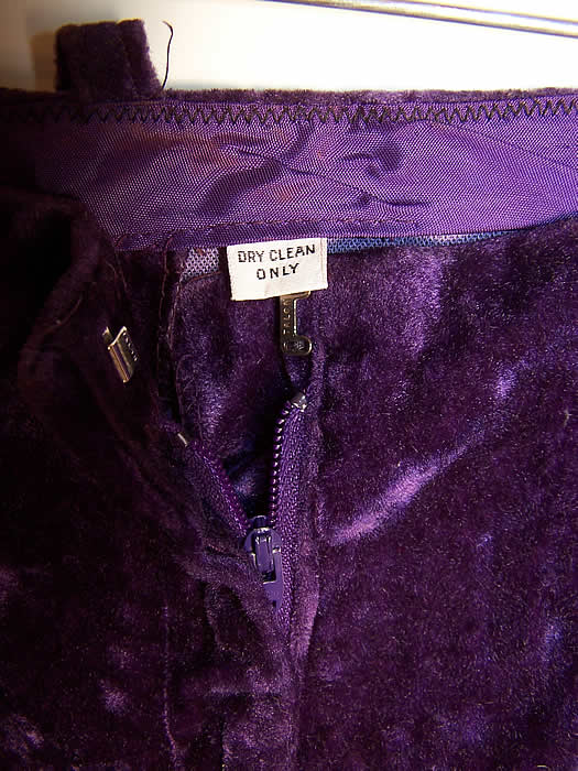 Vintage Purple Plush Velvet Mod Disco Pimp Leisure Suit Pants label