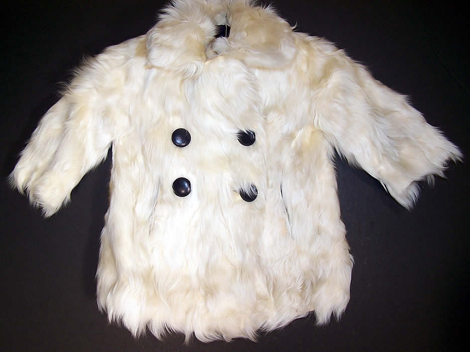 Vintage Paris Child's Mohair Fur Winter Coat Double Breasted Jacket