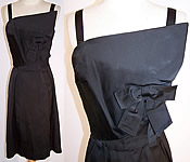 Vintage Mod&eacute;le Jack Zurich Swiss Black Silk Bow Asymmetrical Cocktail Dress
