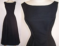 Vintage Cotillion Formals Black Silk Corde Ribbed Evening Gown Long Dress
