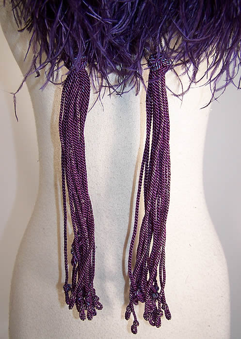 Victorian Purple Ostrich Feather Neck Boa Collar Tassels