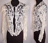 Edwardian Antique White Battenburg Tape Lace Sheer Blouse Jacket Top