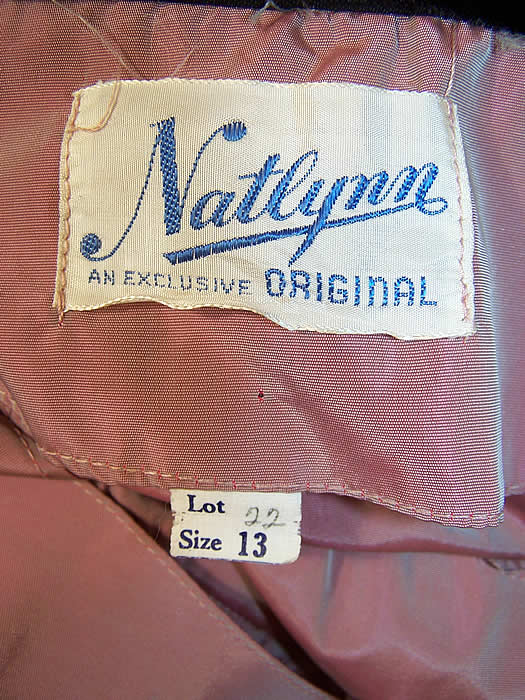 Vintage Natlynn Original Pink Pleated Silk Taffeta Circle Skirt Belted Dress label