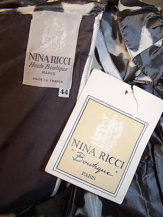 Vintage Nina Ricci Haute Boutique Paris Silk Taffeta Strapless Cocktail Dress label