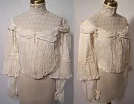 Edwardian Cream Silk Lace Net Beaded Bridal Wedding Bodice Blouse