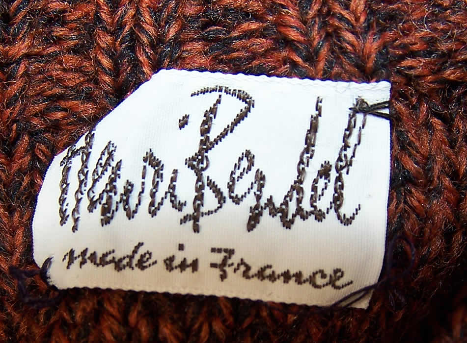 Vintage Henri Bendel France Ribbed Shawl Collar Knit Wool Cardigan Sweater label