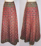 Vintage India Gujarat Zari Embroidery Mirror Beaded Lehenga Ghagra Skirt