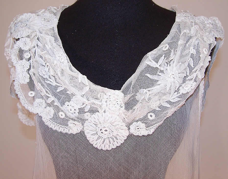 White Net Princess Tape Lace Drop Waist Wedding Dress