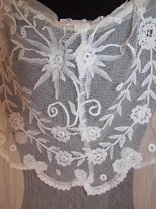 White Net Princess Tape Lace Drop Waist Wedding Dress
