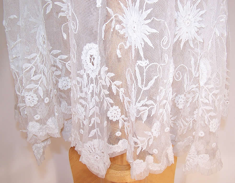 White Net Princess Tape Lace Drop Waist Wedding Dress