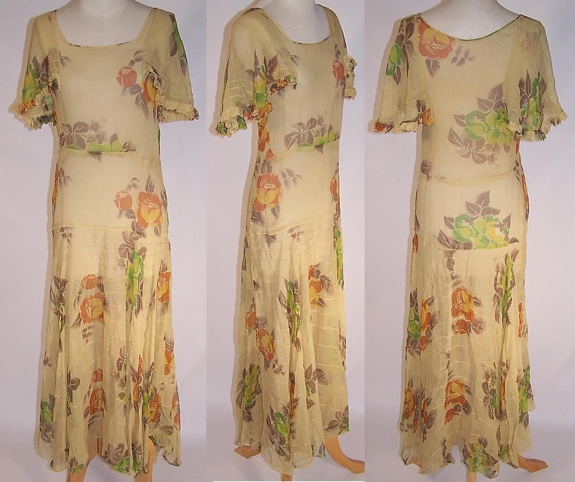 Roses Print Bias Cut Garden Party Summer Dress