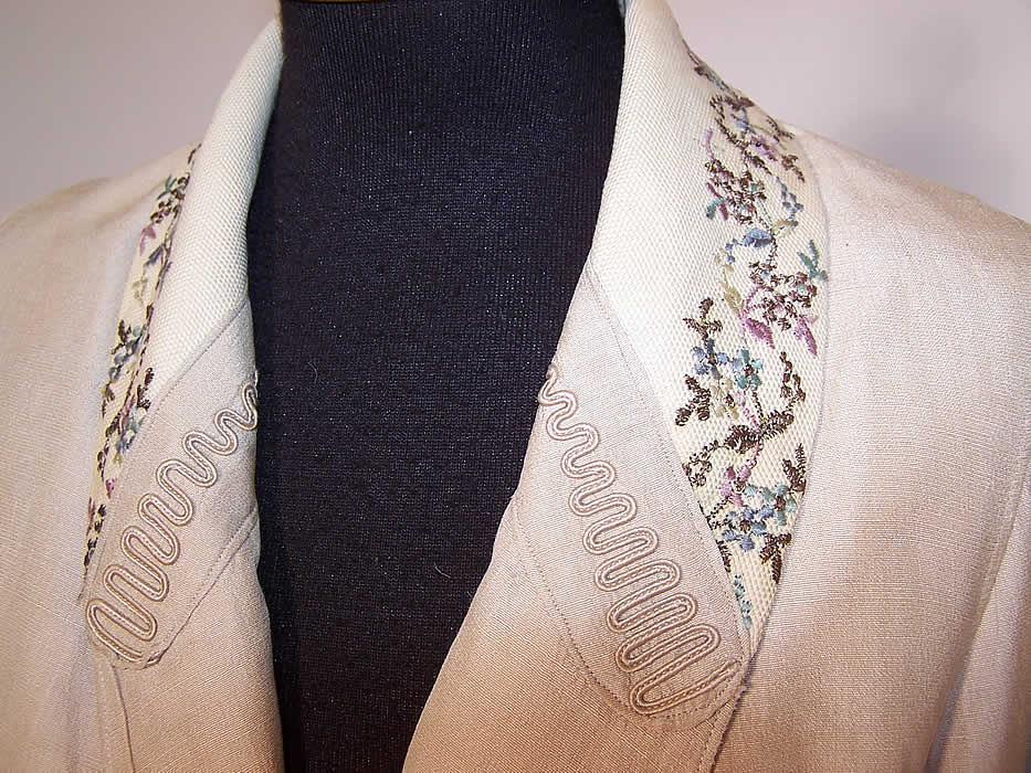 Edwardian Women's Ecru Silk Embroidered Travel Motoring Driving Duster Coat