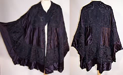 Edwardian Antique Chinese Silk Soutache Embroidered Shawl Cape Coat
