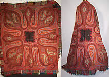 Antique Kashmir Hand Embroidered Woven Pieced Paisley Shawl
