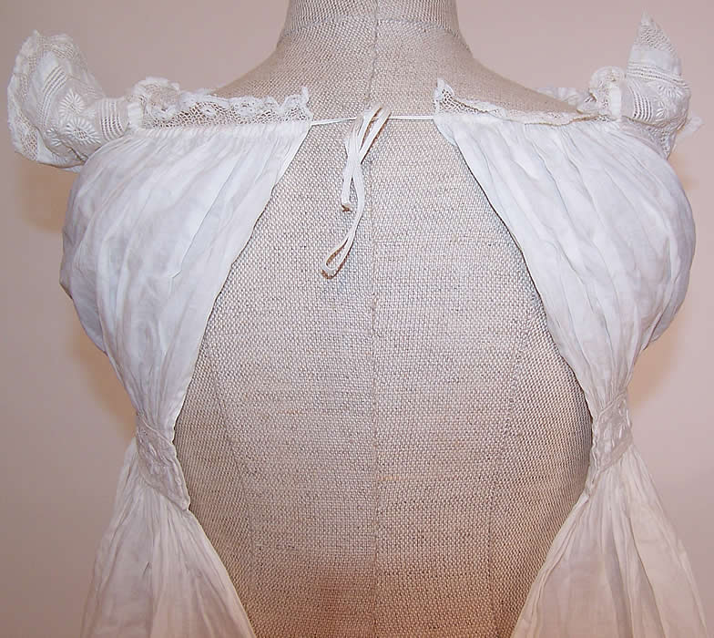 Victorian Antique Ayrshire Whitework Christening Gown Infant Dress back view.