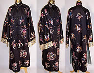 Antique 1920s Chinese Butterfly Peony Pomegranate Silk Embroidered Robe Coat