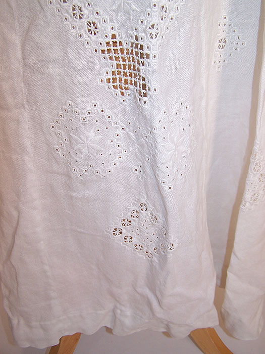 Edwardian Hardanger Embroidery Lace White Linen Blouse Skirt Dress