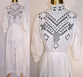 Edwardian Hardanger Embroidery Lace White Linen Blouse Skirt Dress