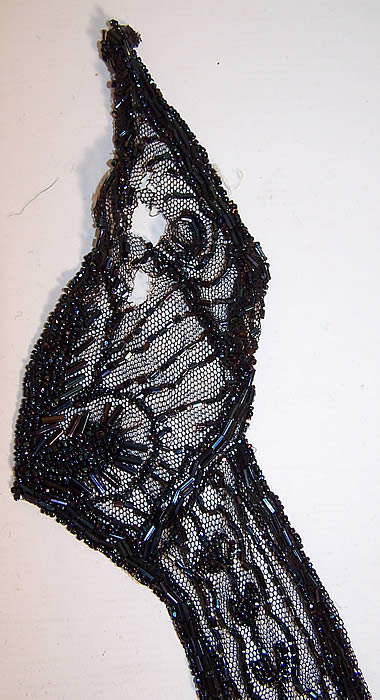 Edwardian Titanic Blue Beaded Bodice Dress Yoke Neck Collar Trim
