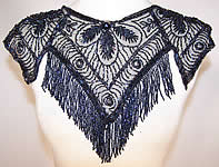 Edwardian Titanic Blue Beaded Bodice Dress Yoke Neck Collar Trim