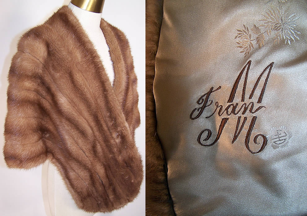 Vintage Edwards & Kroll Beverly Hills Pastel Mink Fur Stole Shawl Wrap Cape