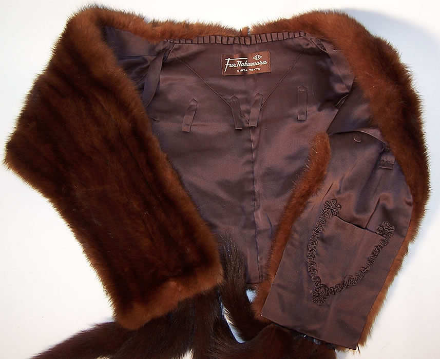 Vintage Fur Nakamura Ginza Tokyo Mink Tails Stole Shawl Wrap Cape 