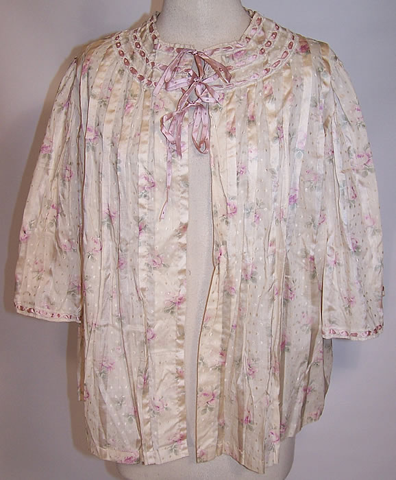 Edwardian Lilac Purple Rose Print Bed Jacket Robe