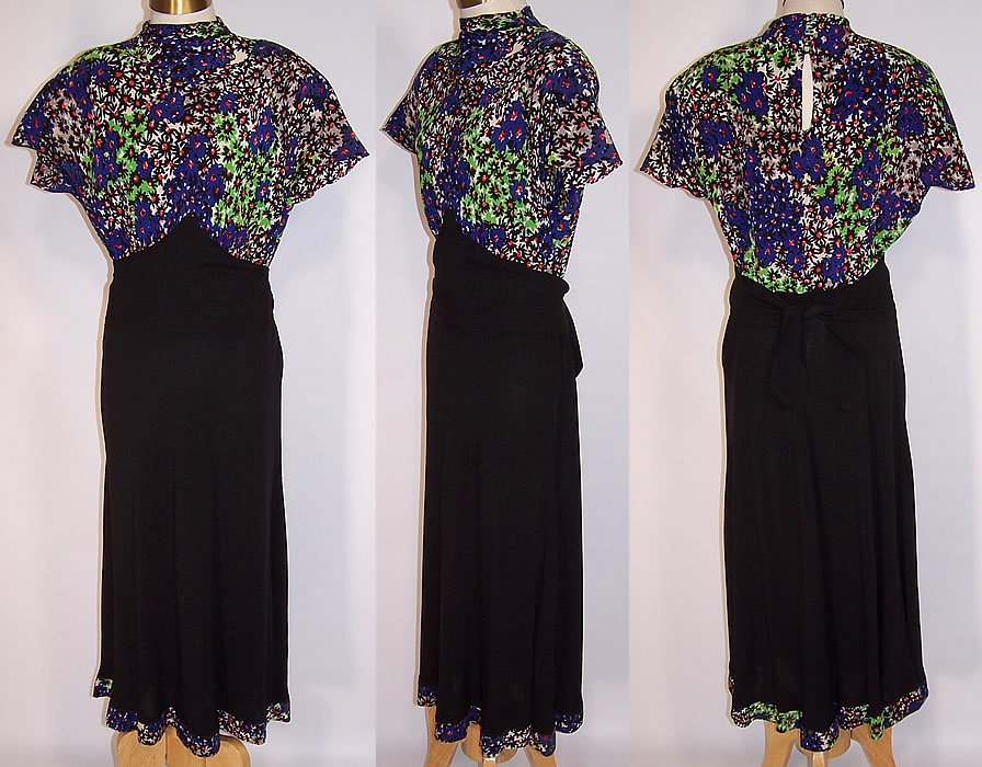 Vintage Retro Floral Daisy Print Silk Rockabilly Pinup Swing Dress