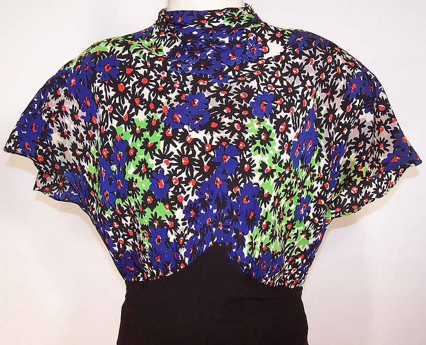 Vintage Retro Floral Daisy Print Silk Rockabilly Pinup Swing Dress