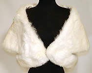 Vintage White Rabbit Fur Stole Shawl Winter Wrap Glam Evening Cape