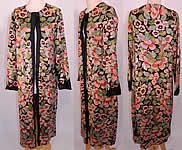 Vintage Art Deco Floral Silk Embroidered Sequin Beaded Long Coat Jacket
