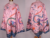 Antique Chinese Pink Silk Embroidered Phoenix Bird Opera Robe Coat