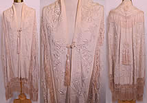 Antique Cream Silk Embroidered Tassel Wedding Shawl Cloak Cape
