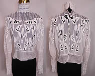 Edwardian White Net Irish Crochet Tape Lace Bodice Blouse