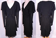 Vintage Holly Harp Layered Crepe Georgette Black Cocktail Dress