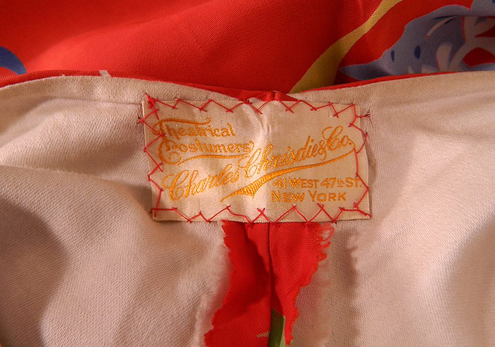 Vintage Charles Christie & Co Theatrical Costume Show Girl Carmen Miranda Dress. Both piece have a "Charles Christie & Co. Theatrical Costumers 41 West 47th St. New York" label sewn inside them. 