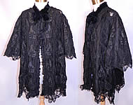 Victorian Fuchs & Rosenberger Berlin Black Silk French Knot Battenburg Tape Lace  Coat