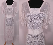 Edwardian White  Net Embroidered Soutache Crochet Filet Lace Dress