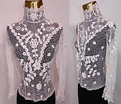 Edwardian Antique White Irish Crochet Tape Lace Bodice Blouse 