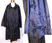 Vintage Black Silk Soutache Embroidered Opera Cloak Cape Coat Dress
