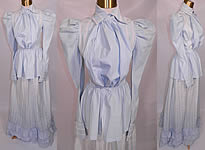 Victorian Blue & White Windowpane Cotton Peplum Blouse Bustle Skirt Dress