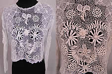 Edwardian Antique White Irish Crochet Tape Lace Shirt Bodice Blouse