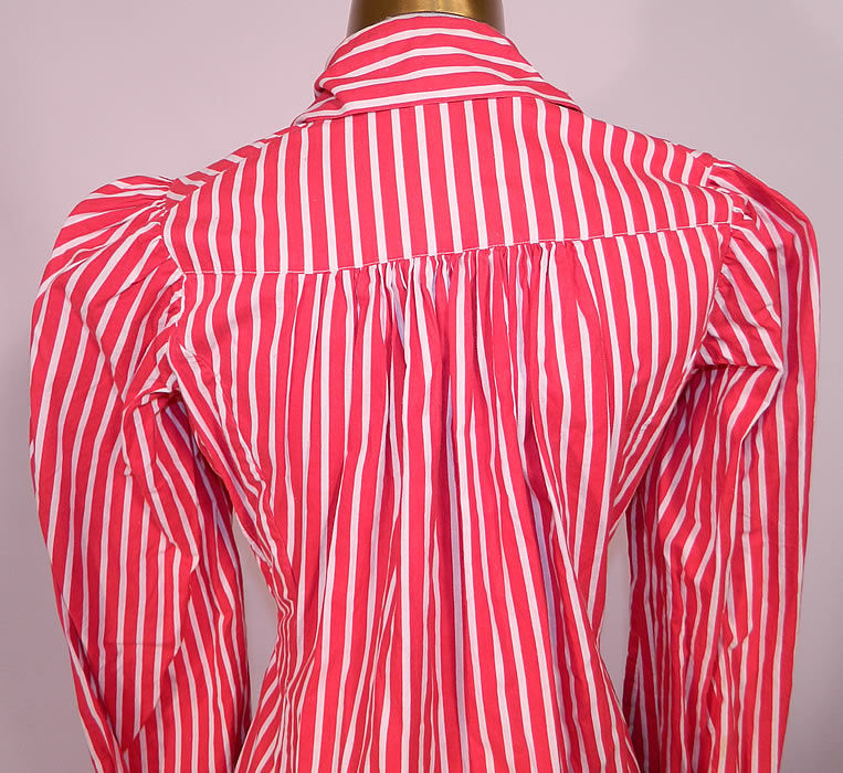 Victorian Red & White Candy Cane Stripe Wrapper Morning Robe Dress Gown. This antique Victorian era red and white candy cane stripe wrapper morning robe dress gown dates from 1890. This wonderful wrapper morning gown dress is in good condition and looks to have never been worn. This is an amazing piece of Victoriana wearable art!