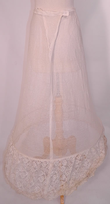 Vintage White Lace Crinoline Net Bell Shape Bridal Wedding Petticoat Hoop Skirt. This wonderful wedding underskirt petticoat has a flared hoop bell shape bottom and would have been worn underneath a bridal gown for added fullness.